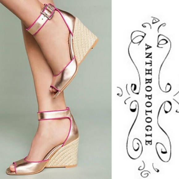 Anthropologie Shoes - Liendo Rose Gold Argos Espadrille Wedge Sandal